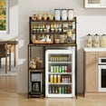 thumbnail image 4 of FULLWATT Mini Fridge Stand with Storage Shelves, 5-Tier Kitchen Bakers Rack, Space Saving Mini Fridge Cabinet, Adjustable Left/Right Organizer with Power Outlet, Brown, 4 of 11