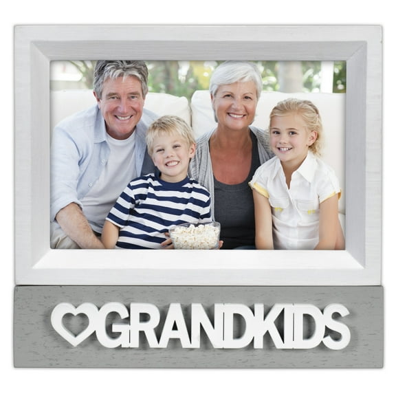 Malden International Designs Grandkids 4x6 White and Gray Dimensional Letters Frame