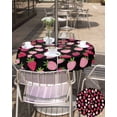 thumbnail image 5 of Fsddascl Red Pink Strawberry Outdoor Tablecloth - 54 Inch Round Dining Table Cover, Black Lovely Summer Spring Fruit Waterproof Outdoor Table Cloth with Umbrella Hole & Zipper for Picnic/Patio/Party, 5 of 7
