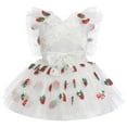 thumbnail image 3 of IBTOM CASTLE Baby Toddler Girl Backless Lace Butterfly Strawberry Ruffle Princess Cake Smash Birthday Party Photoshoot Dress 2-3 Years White, 3 of 6