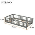 thumbnail image 5 of Twin Size Wood Floor Bed Frame with Fence and Door, Gray, 5 of 6