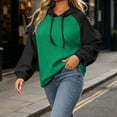 thumbnail image 4 of ZunFeo Womens Oversized Green Color Block Hoodie with Cable Knit and Raglan Sleeves,Size M, 4 of 6