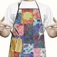 thumbnail image 2 of Colorful Pioneer Flower Patchwork Apron-Garden Aprons for Women with Pockets-Cotton Linen Waterproof Kitchen Cooking Gardening Aprons Adjustable for Kitchen,Cooking,BBQ and Salon 33x27 Inch, 2 of 7
