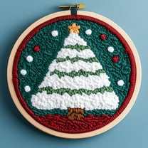 DIY Punch Needle Kits for Beginners White and Green Christmas Tree with Hoop Punch Needle Starter Craft Embroidery Set Easy for Adults and Children Festival Gift and Decoration 20x20cm-7