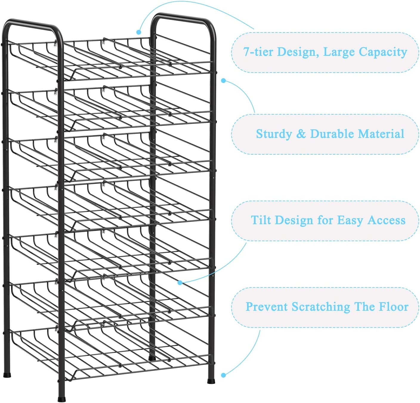 Oumilen Adult 7-Tier Can Organizer Rack Dispenser for Pantry, Black