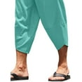 thumbnail image 4 of DYMADE Men's Chino Cotton Linen Casual Solid Color Drawstring Cropped Pants, 4 of 4