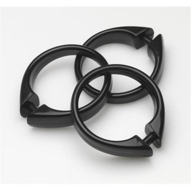 USCRD16 Black Plastic Shower Curtain Hooks, Set Of 12