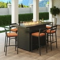 thumbnail image 2 of LeisureMod 7-Piece Patio Dining Bar Set Aluminum Rectangular Fire Pit Table with Tank Holder and 6 Barstool with Removable Cushions for Modern Home, Backyard, Garden Chelsea Collection in Orange, 2 of 11