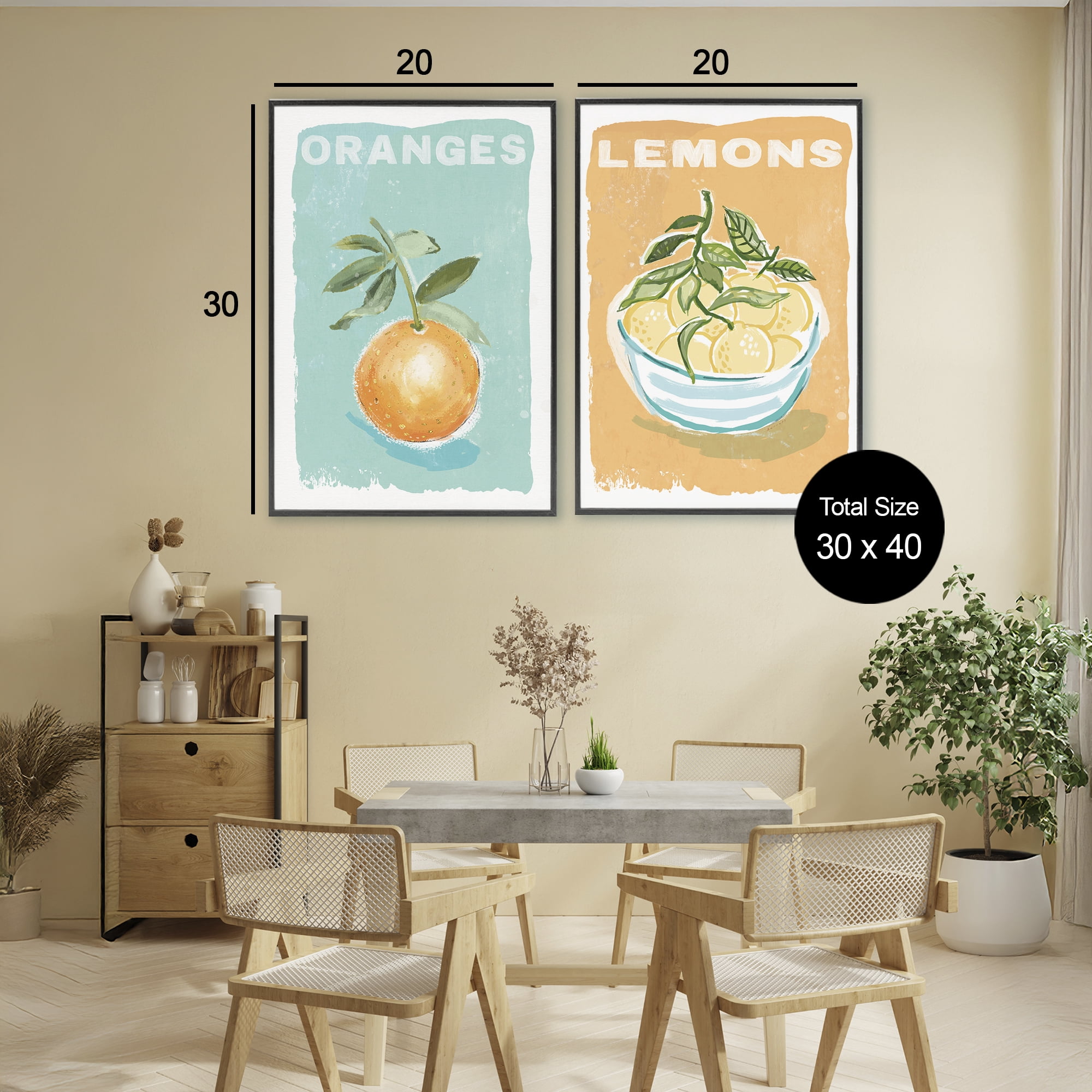 Stupell Industries Citrus Twist Motif 2 Piece Black Framed Giclee Art Set, design by Chad Barrett