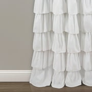 Lush Decor Ruffle 84 x 50 Solid White 3 Rod Pocket Single Window Panel Curtain