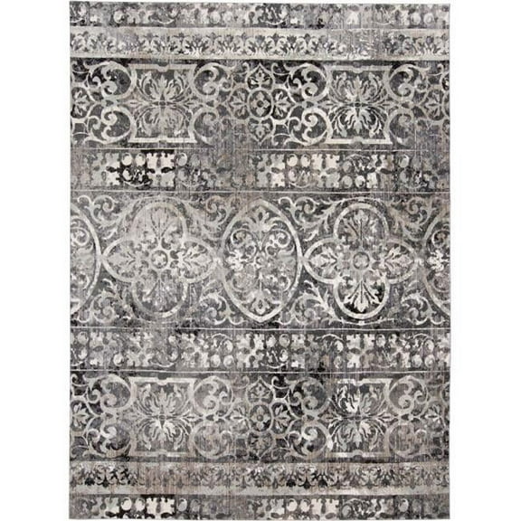 HomeRoots 512059 7 x 10 ft. Gray Ivory & Taupe Abstract Stain Resistant Rectangle Area Rug