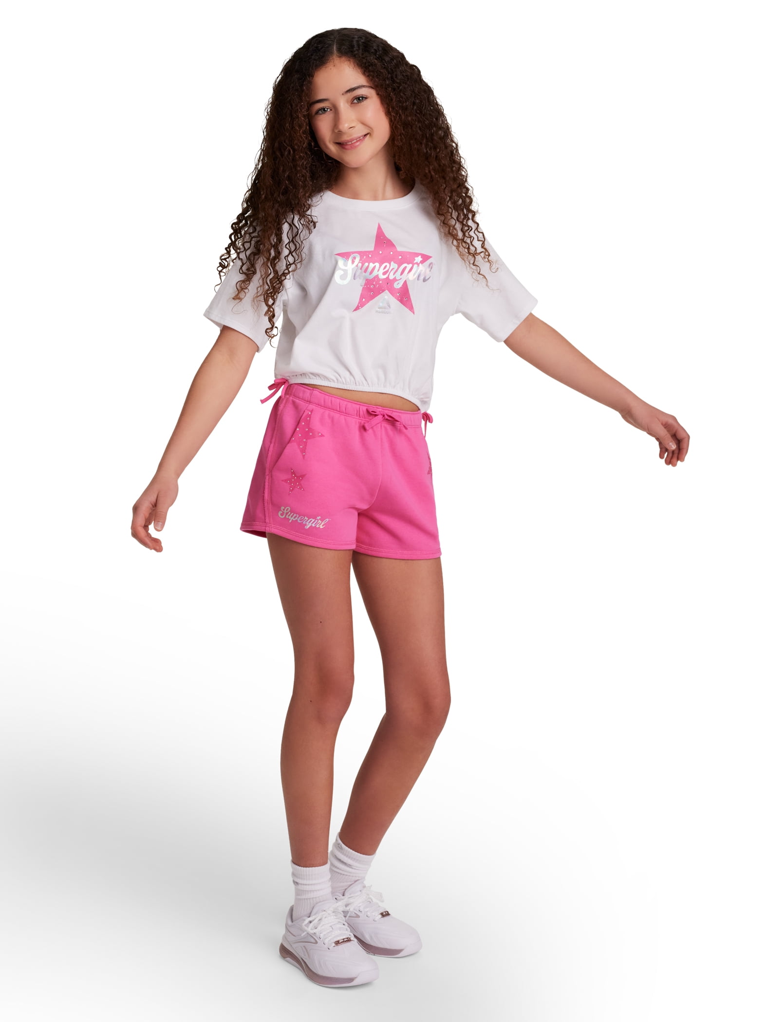 Reebok Girl's Supergirl French Terry Shorts, Sizes 4-18