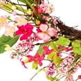 thumbnail image 5 of Northlight Geranium and Berry Artificial Spring Floral Wreath, Pink - 18-Inch, 5 of 10