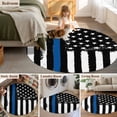 thumbnail image 6 of Blue American Flag Large Area Rugs for Bedroom Living Room, Soft Non Slip Carpet Bedside Rug, Black White Stars Stripe US Flag Round Floor Cover Kitchen Accent Rug 6' for Dining Room/Office, 6 of 9