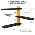 thumbnail image 2 of Excello Global Products Three Tier Floating Corner Shelves -  Easy to Assemble, Multiple Configurations (Dark Brown & Natural Wood) - EGP-HD-0401, 2 of 5