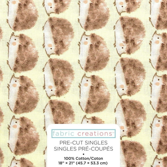 FABRIC CREATIONS Marching Hedgehogs Fat Quarter 45 × 53 cm (20.9 in), Forest, 18x21