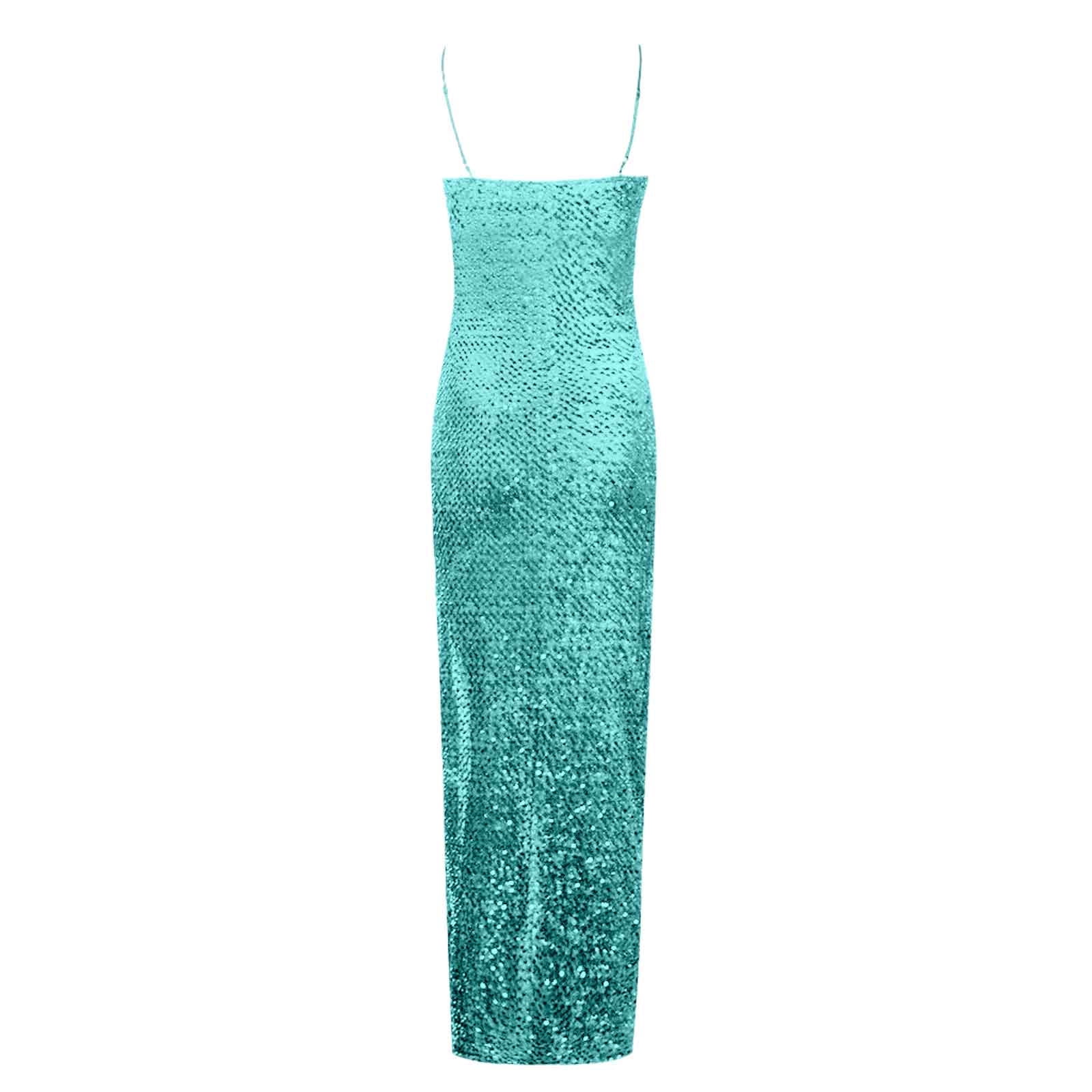 Successthop Womens Sequin Dress Solid Bodycon Sleeveless Spaghetti Straps Ladies Split V Neck Slim Evening Party Dresses, Women's, Size: Medium, Blue Successthop Womens Sequin Dress Solid Bodycon Sleeveless Spaghetti Straps Ladies Split V Neck Slim Evening Party Dresses, Women's, Size: Medium, Blue