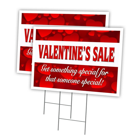 VALENTINE'S DAY SALE 2 Pack Of 12" x 16" Yard Sign & Stake outdoor plastic window | Advertise Your Business | Stake Included Image On Front Only | Made in The USA