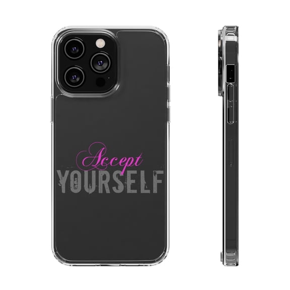 DistinctInk Clear Case for Apple iPhone 15 PRO (6.1" Screen) - Accept Yourself