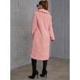 thumbnail image 2 of Eilly Bazar Pink Teddy Coat for Women Long Sleeve Female Double Button Midi Coat M, 2 of 5