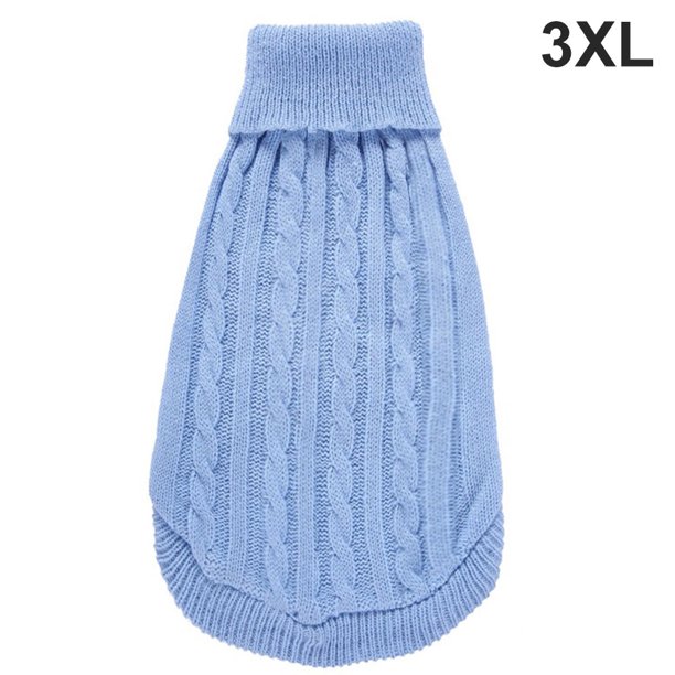 Greeniant Suéter de Navidad para mascotas, suéter de punto cálido de Color sólido, ropa de otoño e invierno Ropa para mascotas Azul claro 3XL Greeniant PT000154-09