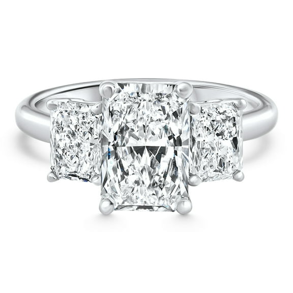 Pompeii 4 - 7 Ct Radiant Cut 3-Stone Diamond Engagement Ring 14k or Platinum Lab Grown