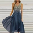 thumbnail image 3 of Bigersell Wedding Guest Dresses for Women Summer V-Neck Sleeveless Formal Midi Dress Pleated A-Line Flowy Dresses Asymmetrical Dress Style B-2 Evening Cocktail Party Dresses , Gold_C XL, 3 of 5