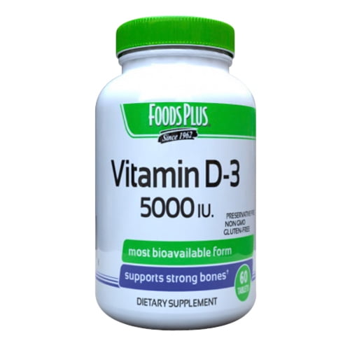 Foods Plus Vitamin D3 5000 IU Tablets, 60 Ea
