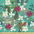 thumbnail image 2 of Ambesonne Floral Fabric by the Yard Upholstery, Grunge Colorful Flowers Art, 5 Yards, Dark Pink Turquoise and Grey, 2 of 5