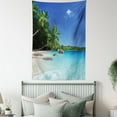 thumbnail image 4 of Ocean Tapestry, Sunny Horizon Skyline Transparent Water Isolated Beach at Prislin Island, Wall Hanging for Bedroom Living Room Dorm Decor, 40W X 60L Inches, Turquoise Green Blue, by Ambesonne, 4 of 5