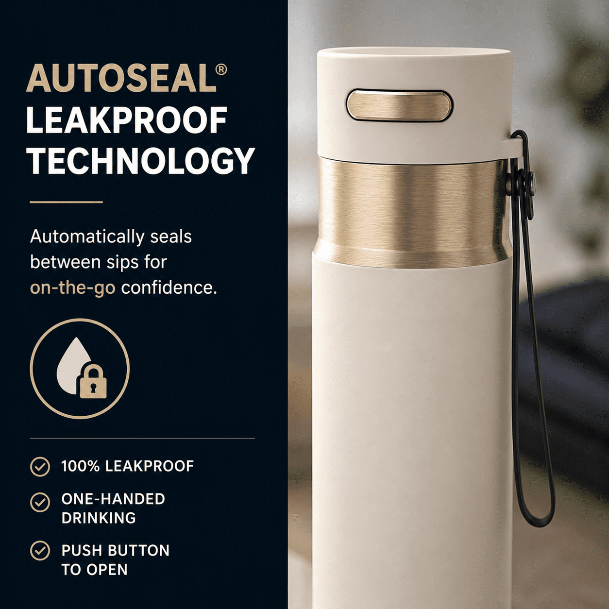 Contigo® 2-Pack 24 oz Leakproof Water Bottles – DualSip 2-Way Lid & AutoSeal®, Insulated, Carrying Strap, BPA-Free, Oatmeal with Champagne Accents