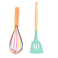 thumbnail image 1 of 2pcs Non-stick Kitchen Cookware with Wooden Handle - BPA Free Heat Resistant Kitchen Gadgets Tools, 1 of 5