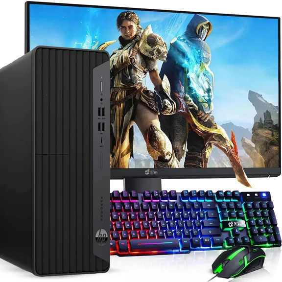 Restored HP ProDesk 600 G6 Gaming Desktop SFF - Intel 6 Core i5-10th Gen - 16GB DDR4 RAM, 256GB SSD + 1TB HDD - NVIDIA GeForce GT 1030 - 22" LED + KB & Mouse, Built in Wi-Fi, Win 11 Pro (Refurbished)