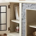 thumbnail image 5 of Farmhouse 58" TV Stand for 65" TVs, Wood Media Console Table with 2 Glass Doors and Adjustable Shelves, Entertainment Center for Living Room, Bedroom, 5 of 9