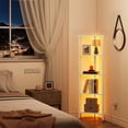 Corner Shelf With Led Light 5-tier Bookshelf For Small Space Narrow ...
