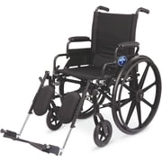 Medline's Premium K4 Lightweight Wheelchair, 18" Seat Width, Flip-Back Desk-Length Arms, Elevating Legrests, 300lb Weight Capacity, Black Frame
