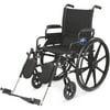 Medline's Premium K4 Lightweight Wheelchair, 18" Seat Width, Flip-Back Desk-Length Arms, Elevating Legrests, 300lb Weight Capacity, Black Frame
