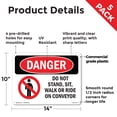 thumbnail image 2 of Do Not Stand Sit Walk Or Ride On Conveyor OSHA Danger Rigid Plastic Sign 14 Inch x 10 Inch - 5 Pack, 2 of 8