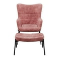 thumbnail image 4 of CorLiving Charlotte Winged Back Velvet Indoor Accent Chair with Stool and Metal Legs, 4 of 9
