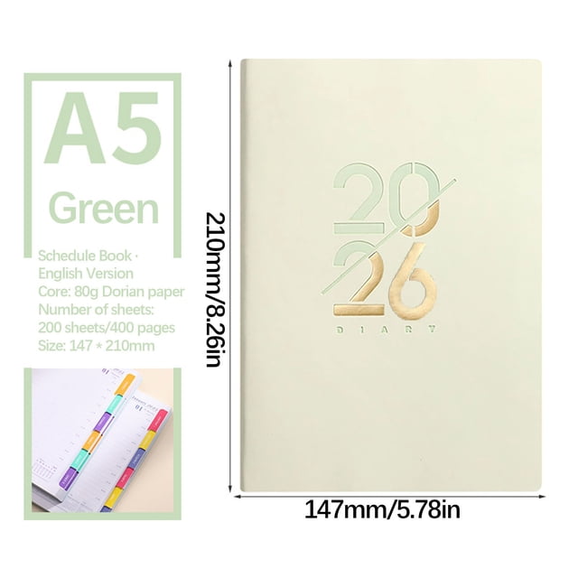 Daily Planner Notebook A5 Soft Leather Daily Calendar | Undated Organizer for Work School Home | Weekly Monthly Schedule Book