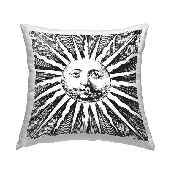 Stupell Industries Black & White Sun Decorative Printed Throw Pillow, 18 x 18
