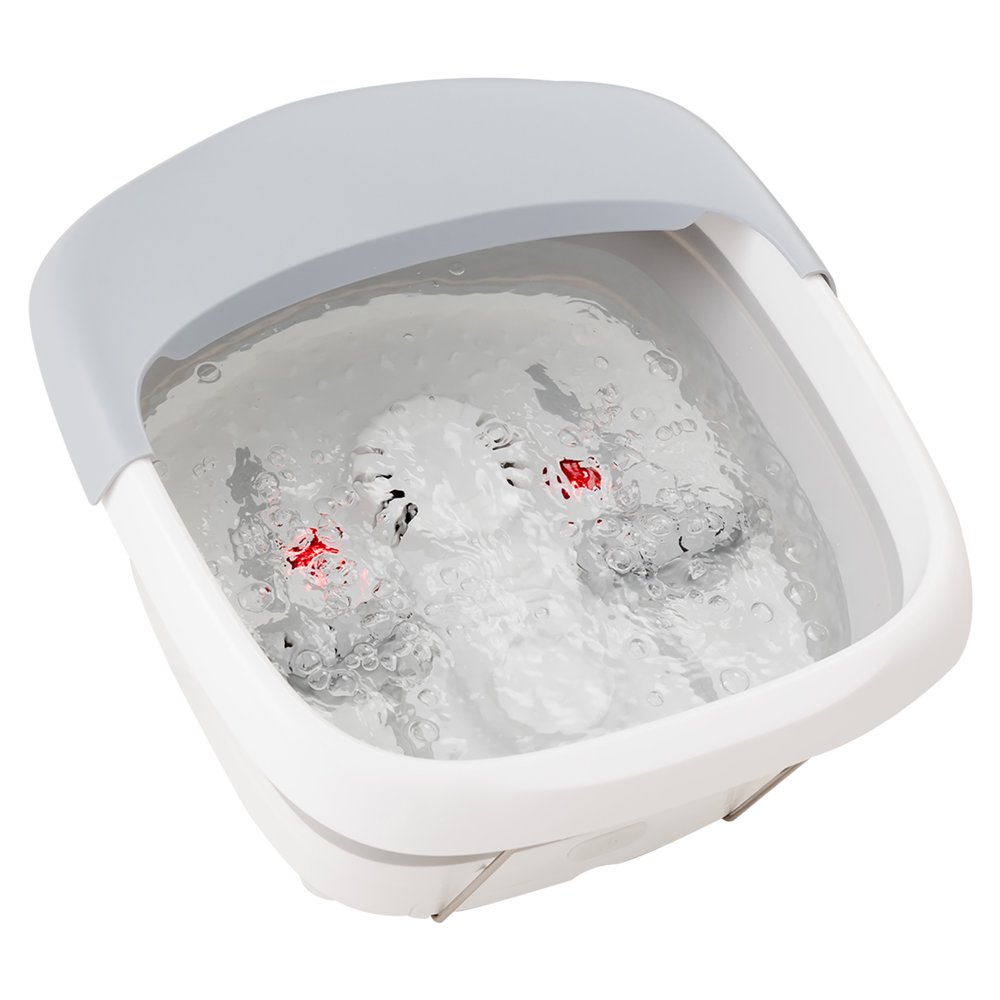 Costway Foldable Foot Spa Bath Motorized Massager w/ Bubble Heat Red