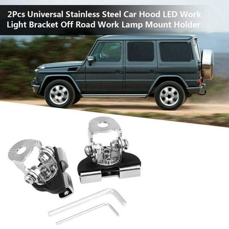 2Pcs Universal Hood Mount Led Light Bar Mounting Brackets Adjustable Clamp Pillar Holder Work Stainless Steel for Truck SUV No Need Drilling