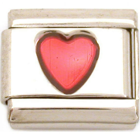 Stainless Steel Italian Love Charm with Red Enamel Heart