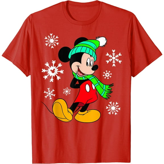 Mickey Mouse Snowflakes Christmas Holiday DTG Print Unisex T-Shirt