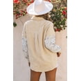 thumbnail image 1 of ABPHQTO Chaqueta camisera de mujer de pana con patchwork de leopardo abotonada, 1 of 5
