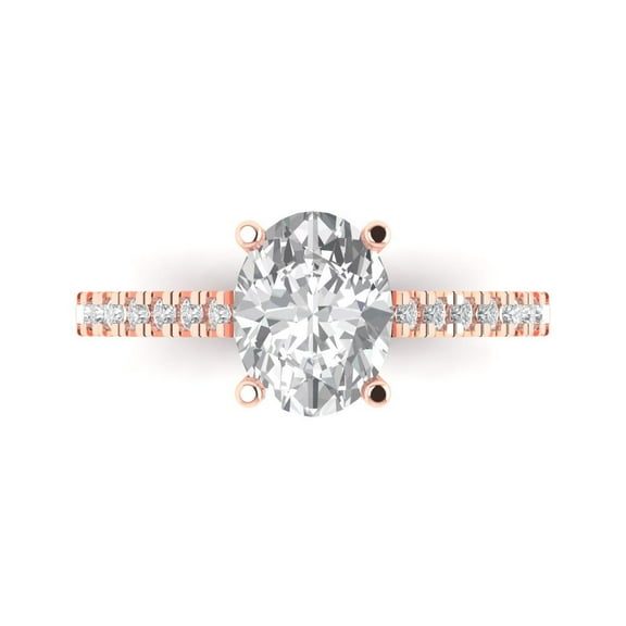 Solitaire with Accents Engagement Ring for Women - 2.21ct Moissanite in 14K Rose Gold Promise Ring