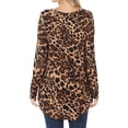 thumbnail image 3 of A2Y Women's Luxe Rayon Leopard Print Long Sleeve High-Low Hem Tops Brown L, 3 of 3