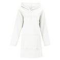 thumbnail image 3 of Hoodie Dress for Women 2025 Fall Winter Long Sleeve Side Slit Plain Hooded Sweatshirt with Pockets Pullover Tops, 3 of 8