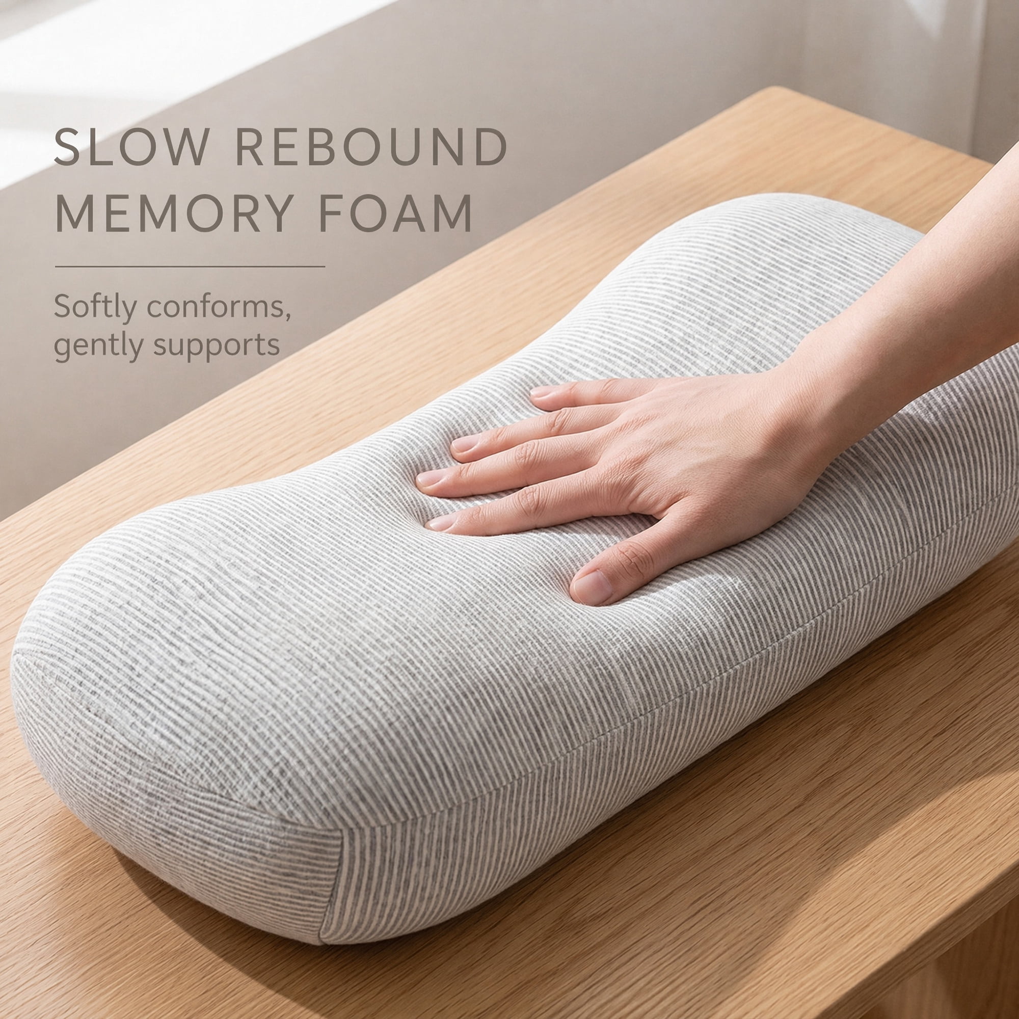 Unique Bargains Neck Pillow Sponge Cervical Support for Sleep Light Gray 16.5"x7.9"x4.3"